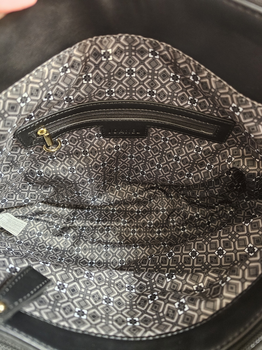 Black Shoulder Tote with Gold & Snakeskin Accent - Picture 4 of 5